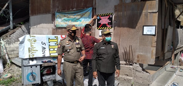 Satpol PP Denpasar Bersama Tim Yustisi Kota Denpasar Segel Bangunan Tanpa Izin dan Sidak Masker