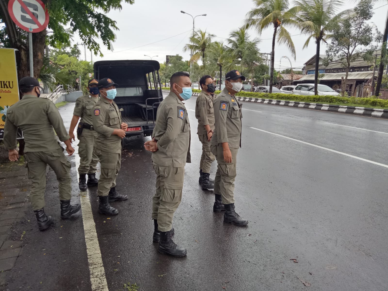 Tekan Penularan Covid 19, Tim Yustisi Denpasar Gelar Penertiban di Ruas-Ruas Jalan Protokol.